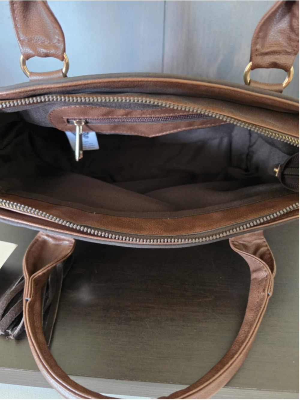 Dark Brown Tasseled Floral Embossed Tooled Artisan LEATHER Crossbody Purse Bag - Picture 10 of 16